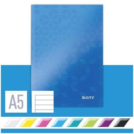 LEITZ Beíró, A5, vonalas, 80 lap, keményfedeles, LEITZ "Wow", kék