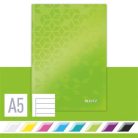 LEITZ Beíró, A5, vonalas, 80 lap, keményfedeles, LEITZ "Wow", zöld