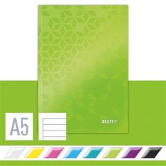   LEITZ Beíró, A5, vonalas, 80 lap, keményfedeles, LEITZ "Wow", zöld