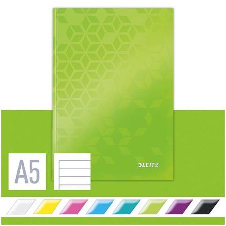 LEITZ Beíró, A5, vonalas, 80 lap, keményfedeles, LEITZ "Wow", zöld