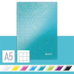   LEITZ Beíró, A5, kockás, 80 lap, keményfedeles, LEITZ "Wow", jégkék
