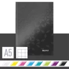 LEITZ Beíró, A5, kockás, 80 lap, keményfedeles, LEITZ "Wow", fekete