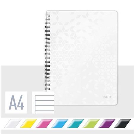 LEITZ Spirálfüzet, A4, vonalas, 80 lap, LEITZ "Wow", fehér