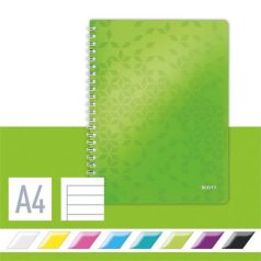   LEITZ Spirálfüzet, A4, vonalas, 80 lap, LEITZ "Wow", zöld