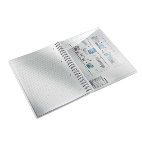 LEITZ Spirálfüzet, A4, kockás, 80 lap, LEITZ "Wow", fehér