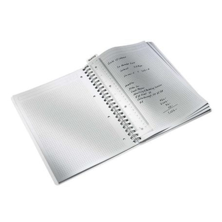 LEITZ Spirálfüzet, A4, kockás, 80 lap, LEITZ "Wow", fehér