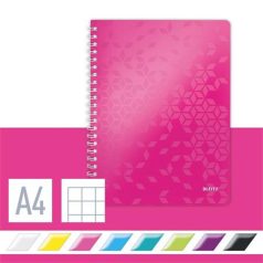   LEITZ Spirálfüzet, A4, kockás, 80 lap, LEITZ "Wow", rózsaszín