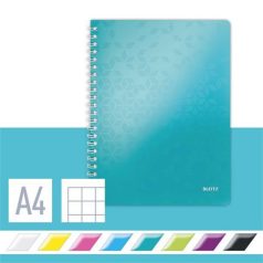   LEITZ Spirálfüzet, A4, kockás, 80 lap, LEITZ "Wow", jégkék