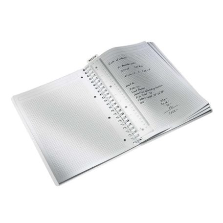 LEITZ Spirálfüzet, A4, kockás, 80 lap, LEITZ "Wow", jégkék
