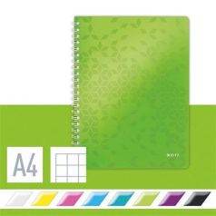   LEITZ Spirálfüzet, A4, kockás, 80 lap, LEITZ "Wow", zöld