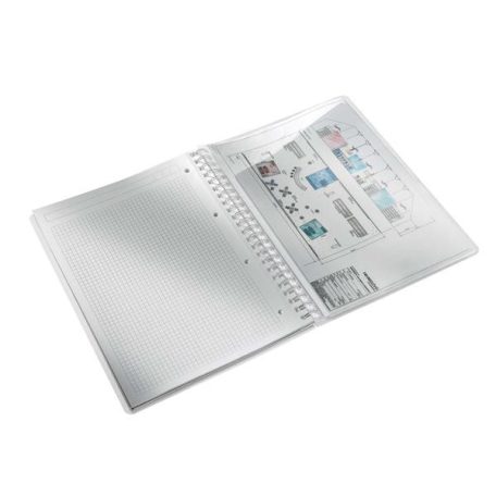 LEITZ Spirálfüzet, A4, kockás, 80 lap, LEITZ "Wow", lila