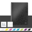 LEITZ Spirálfüzet, A4, kockás, 80 lap, LEITZ "Wow", fekete