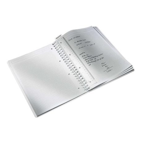 LEITZ Spirálfüzet, A4, kockás, 80 lap, LEITZ "Wow", fekete