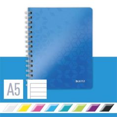   LEITZ Spirálfüzet, A5, vonalas, 80 lap, LEITZ "Wow", kék