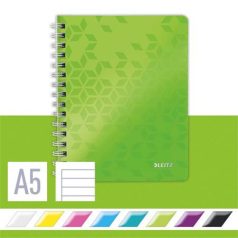   LEITZ Spirálfüzet, A5, vonalas, 80 lap, LEITZ "Wow", zöld