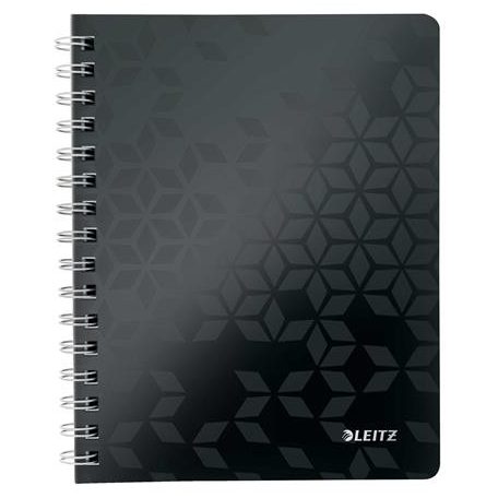 LEITZ Spirálfüzet, A5, vonalas, 80 lap, LEITZ "Wow", fekete