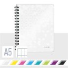 LEITZ Spirálfüzet, A5, kockás, 80 lap, LEITZ "Wow", fehér