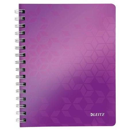 LEITZ Spirálfüzet, A5, kockás, 80 lap, LEITZ "Wow", lila