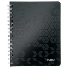   LEITZ Spirálfüzet, A5, kockás, 80 lap, LEITZ "Wow", fekete
