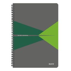   LEITZ Spirálfüzet, A4, kockás, 90 lap, laminált karton borító, LEITZ "Office", szürke-zöld