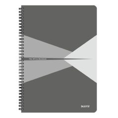   LEITZ Spirálfüzet, A4, kockás, 90 lap, laminált karton borító, LEITZ "Office", szürke