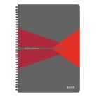 LEITZ Spirálfüzet, A4, vonalas, 90 lap, laminált karton borító, LEITZ "Office", szürke-piros