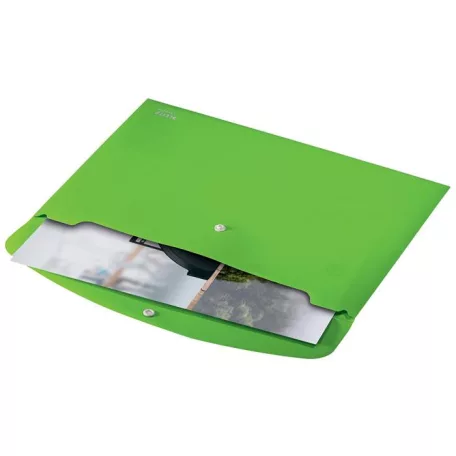 LEITZ Irattartó tasak, A4, PP, patentos, LEITZ "Recycle", zöld