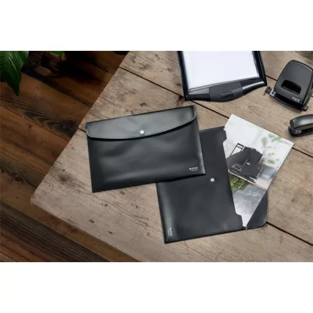 LEITZ Irattartó tasak, A4, PP, patentos, LEITZ "Recycle", fekete