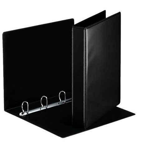 ESSELTE Gyűrűs könyv, panorámás, 4 gyűrű, D alakú, 50 mm, A4, PP, ESSELTE, fekete