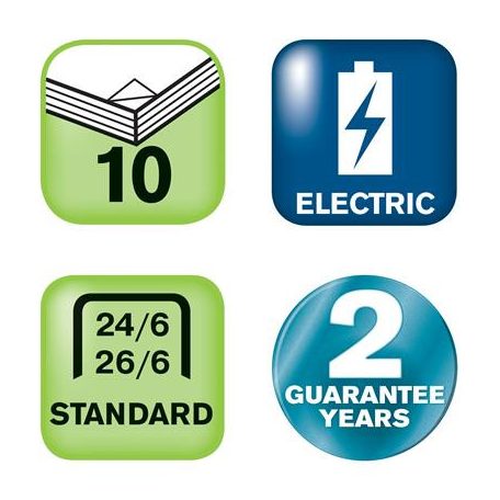 RAPID Tűzőgép, elektromos, 24/6, 26/6, 10 lap, RAPID "Fixativ 10BX", fekete