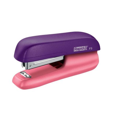 RAPID Tűzőgép, lyukasztó és kapocskiszedő szett, 10 lap, RAPID "F5 Mini", lila/barack