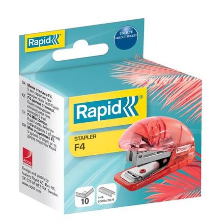 RAPID Tűzőgép, mini, 24/6, 26/6, 10 lap, RAPID "Colour'Breeze", korall