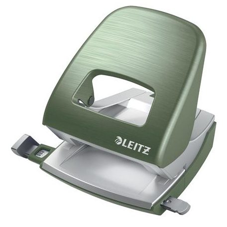 LEITZ Lyukasztó, kétlyukú, 30 lap, fém, LEITZ "Nexxt Style, olajfazöld