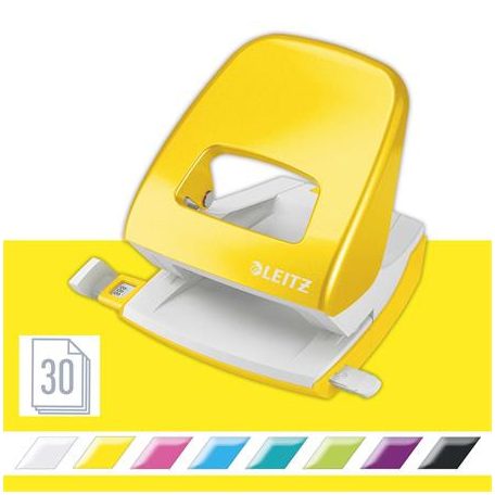 LEITZ Lyukasztó, kétlyukú, 30 lap, LEITZ "Nexxt Wow", sárga
