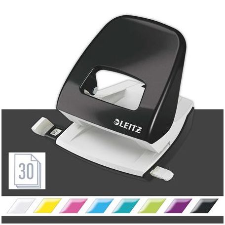 LEITZ Lyukasztó, kétlyukú, 30 lap, LEITZ "Nexxt Wow", fekete