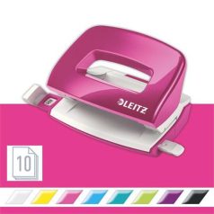   LEITZ Lyukasztó, kétlyukú, 10 lap, fém, mini, LEITZ "Nexxt Wow", rózsaszín