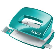   LEITZ Lyukasztó, kétlyukú, 10 lap, fém, mini, LEITZ "Nexxt Wow", jégkék