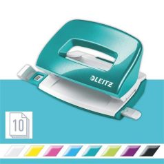   LEITZ Lyukasztó, kétlyukú, 10 lap, fém, mini, LEITZ "Nexxt Wow", jégkék