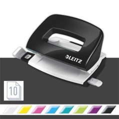   LEITZ Lyukasztó, kétlyukú, 10 lap, fém, mini, LEITZ "Nexxt Wow", fekete