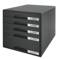   LEITZ Irattároló, műanyag, 5 fiókos, LEITZ "Plus", fekete