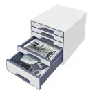 LEITZ Irattároló, műanyag, 5 fiókos, LEITZ "Wow Cube", fehér/szürke