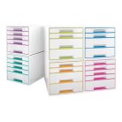 LEITZ Irattároló, műanyag, 5 fiókos, LEITZ "Wow Cube", fehér/jégkék