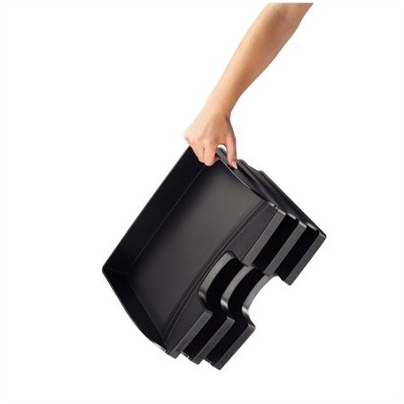 LEITZ Irattálca, műanyag, oldalt nyitott, LEITZ "Plus", fekete