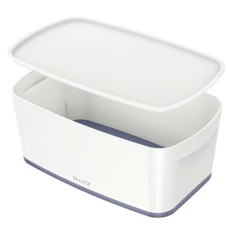 LEITZ Tároló doboz, fedővel, kicsi, LEITZ "MyBox", fehér-szürke