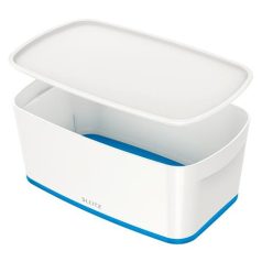   LEITZ Tároló doboz, fedővel, kicsi, LEITZ "MyBox", fehér-kék