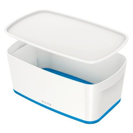 LEITZ Tároló doboz, fedővel, kicsi, LEITZ "MyBox", fehér-kék