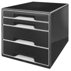 LEITZ Irattároló, műanyag, 4 fiókos, LEITZ "Cube", fekete