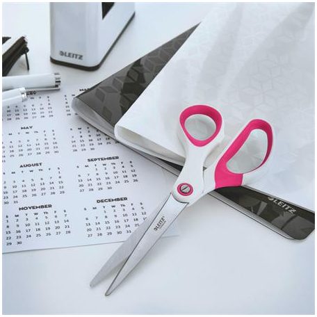 LEITZ Olló, irodai, 20,5 cm, LEITZ "Wow Titán", rózsaszín