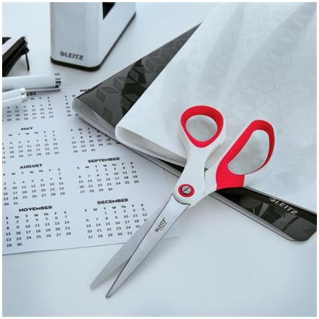 LEITZ Olló, irodai, 20,5 cm, LEITZ "Wow Titán", piros