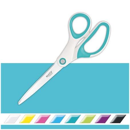 LEITZ Olló, irodai, 20,5 cm, LEITZ "Wow Titán", jégkék